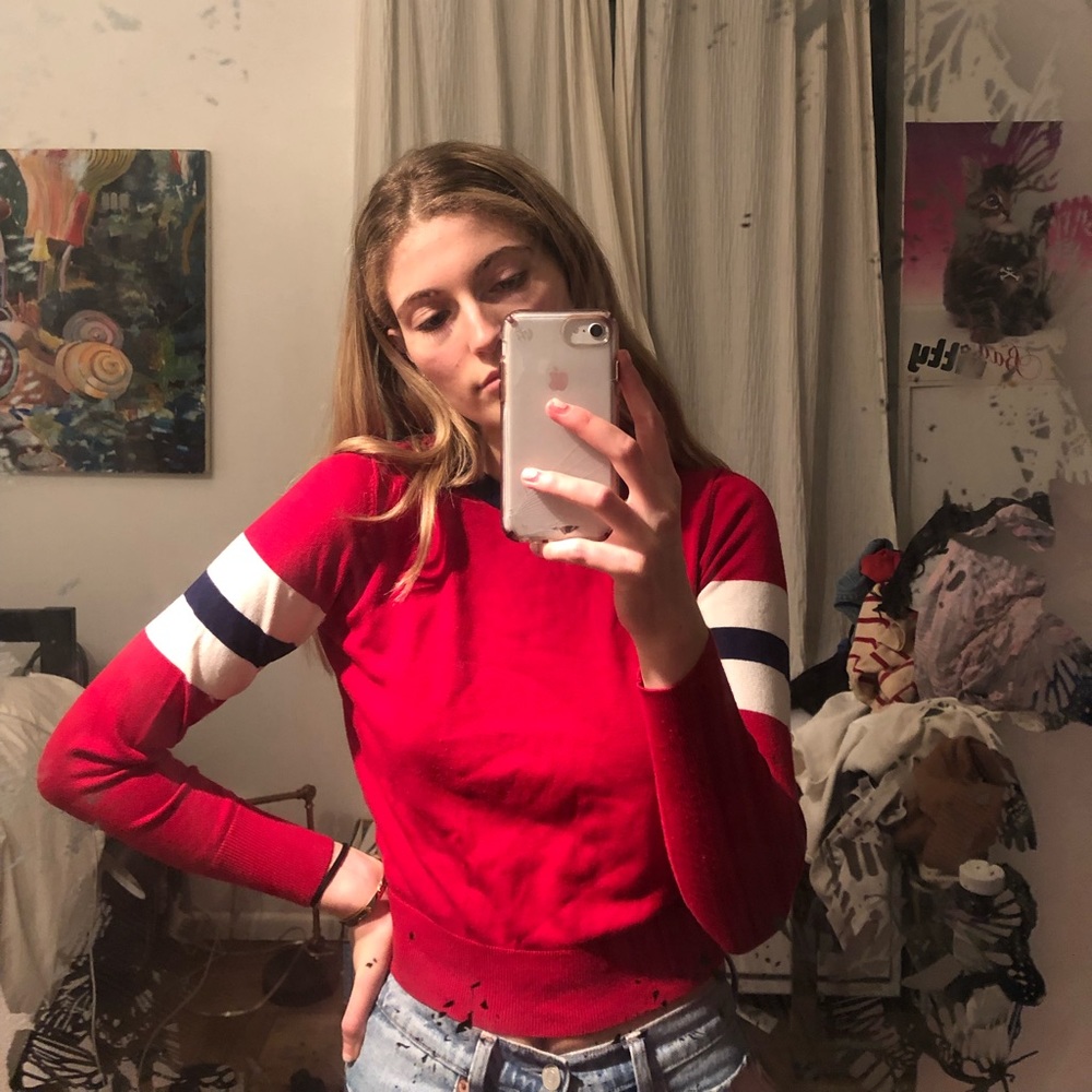 Red French style long sleeve